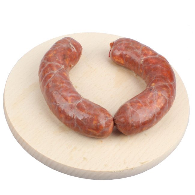 salsiccia fresca di Corleto Perticara, insaccato artigianale della Basilicata ottenuto da carni selezionate e spezie tipiche